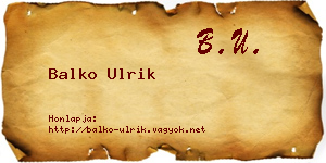 Balko Ulrik névjegykártya